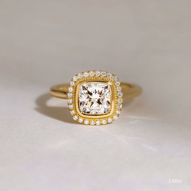 Suri Yellow Gold Halo Engagement Ring