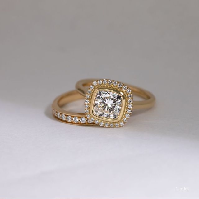 Suri Yellow Gold Halo Engagement Ring