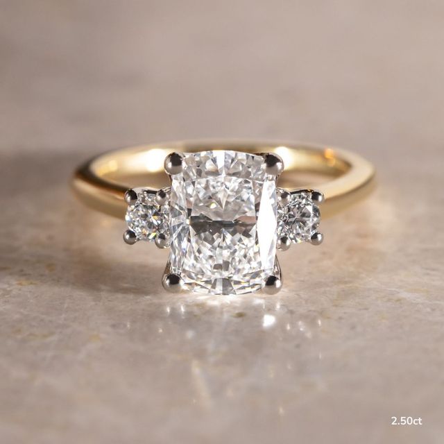 Rohini Yellow Gold Two Tone Trilogy Engagement Ring