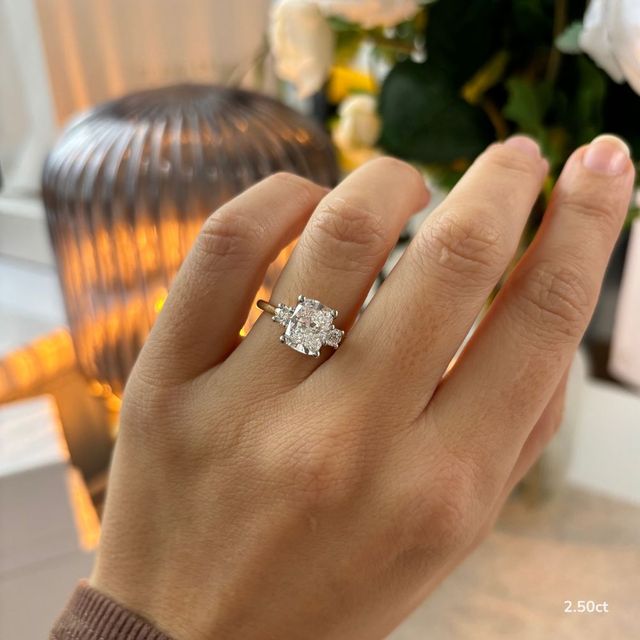 Rohini Yellow Gold Two Tone Trilogy Engagement Ring