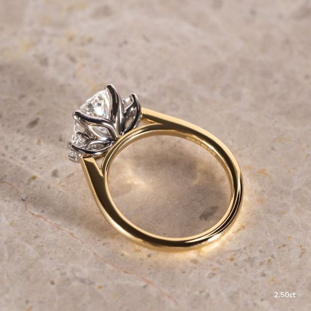 Rohini Yellow Gold Two Tone Trilogy Engagement Ring