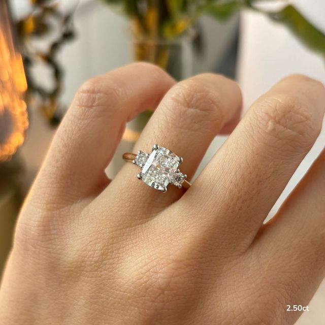 Rohini Yellow Gold Two Tone Trilogy Engagement Ring
