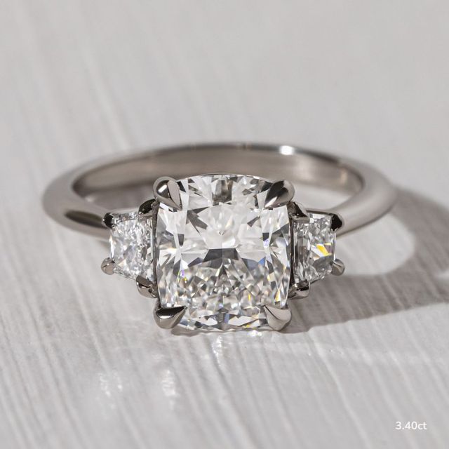 Vedette White Gold Trilogy Trapezoid Engagement Ring