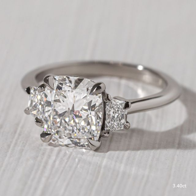 Vedette White Gold Trilogy Trapezoid Engagement Ring