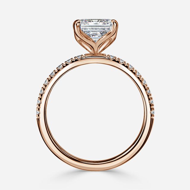 Rose Gold Floral Micro Pave Engagement Ring
