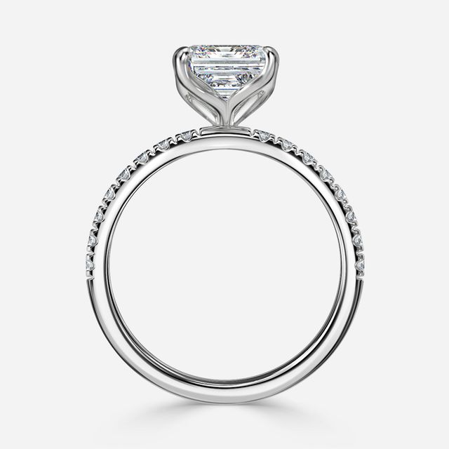 White Gold Floral Micro Pave Engagement Ring