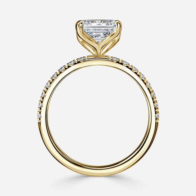 Yellow Gold Floral Micro Pave Engagement Ring