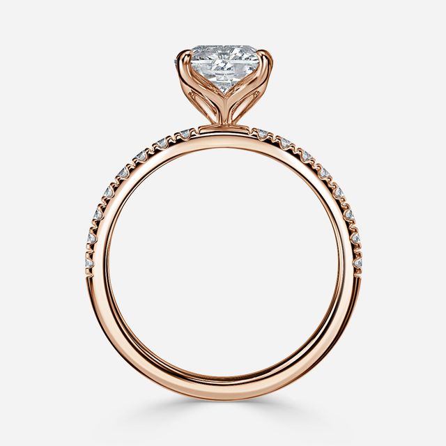 Rose Gold Floral Micro Pave Engagement Ring