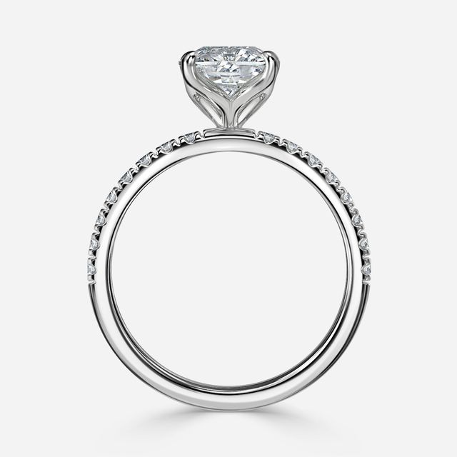 White Gold Floral Micro Pave Engagement Ring