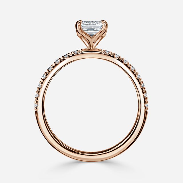 Rose Gold Floral Micro Pave Engagement Ring