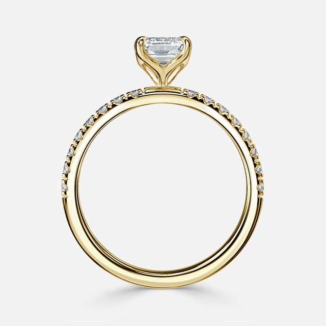Yellow Gold Floral Micro Pave Engagement Ring