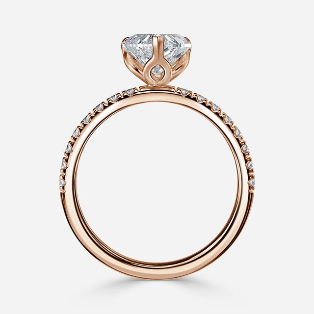 Rose Gold Floral Micro Pave Engagement Ring