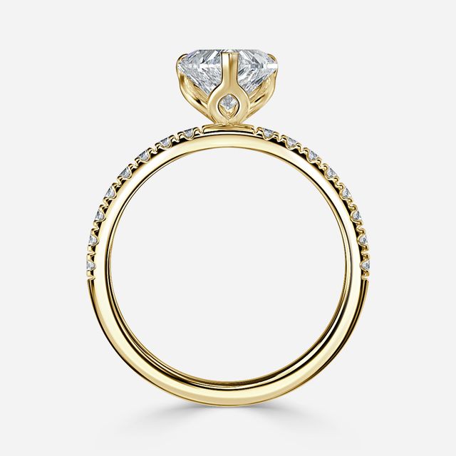 Yellow Gold Floral Micro Pave Engagement Ring
