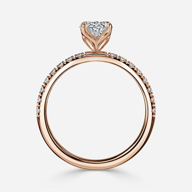 Rose Gold Floral Micro Pave Engagement Ring