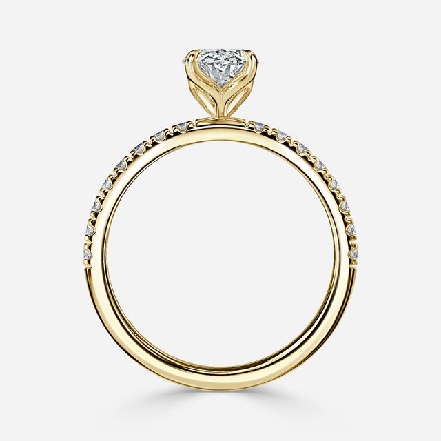 Yellow Gold Floral Micro Pave Engagement Ring