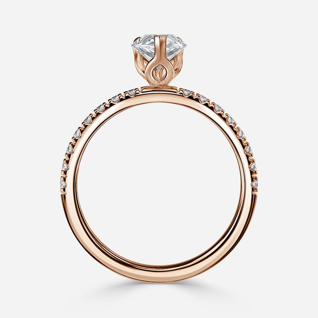Rose Gold Floral Micro Pave Engagement Ring
