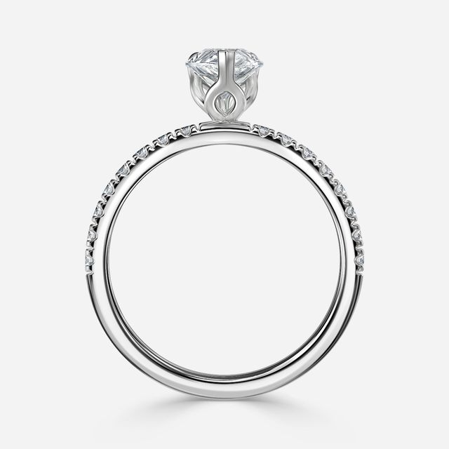 Platinum Floral Micro Pave Engagement Ring