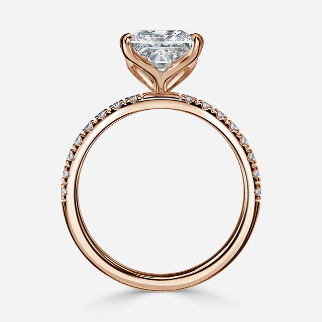 Rose Gold Floral Micro Pave Engagement Ring