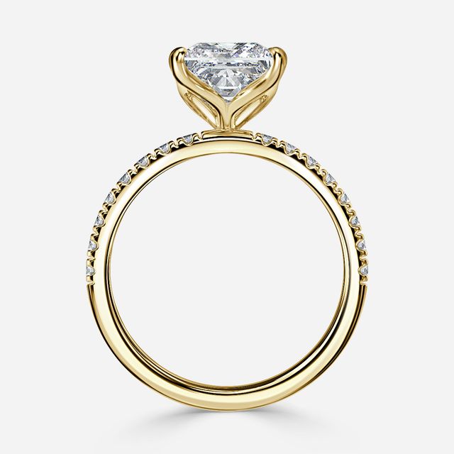 Yellow Gold Floral Micro Pave Engagement Ring