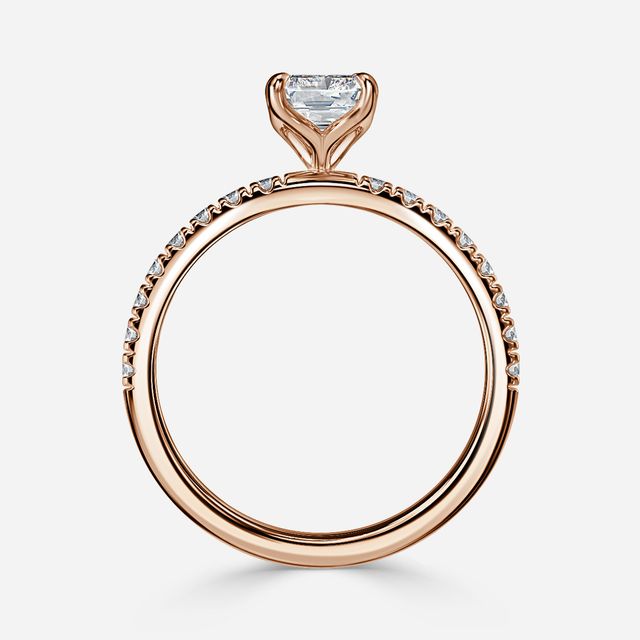 Rose Gold Floral Micro Pave Engagement Ring