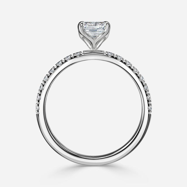 Platinum Floral Micro Pave Engagement Ring