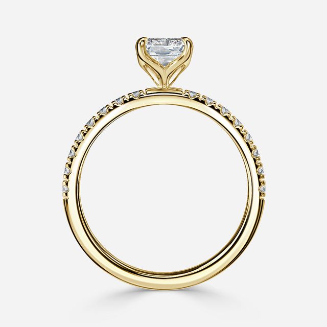 Yellow Gold Floral Micro Pave Engagement Ring