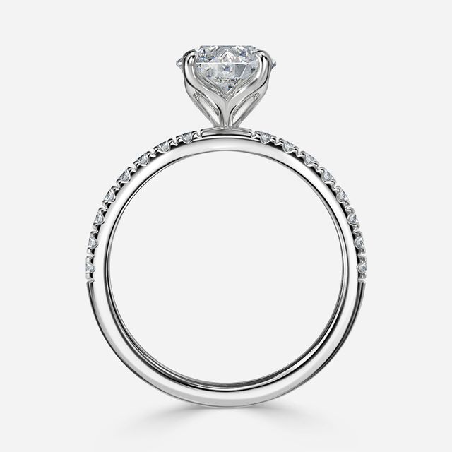 White Gold Floral Micro Pave Engagement Ring