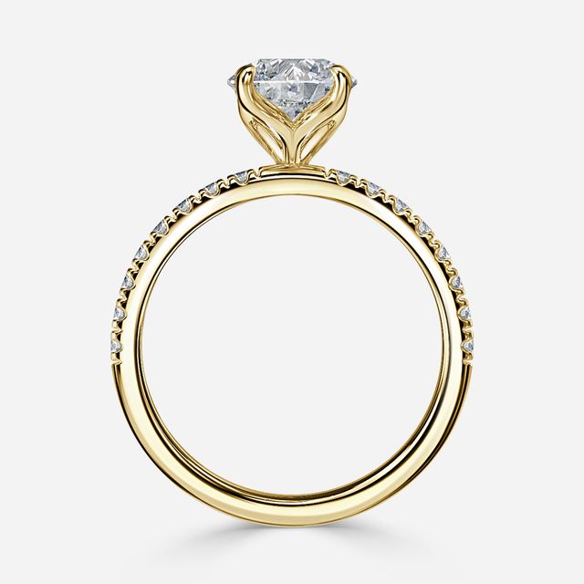 Delaila Pave Yellow Gold Flower Engagement Ring