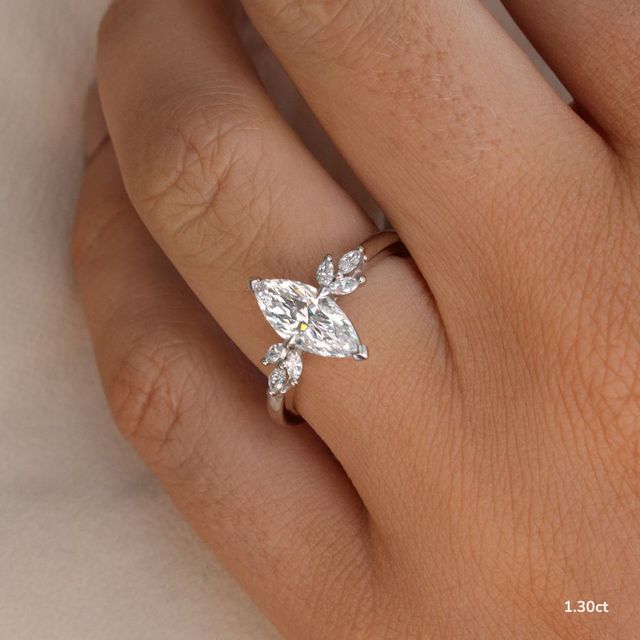 Adriana White Gold Flower Engagement Ring