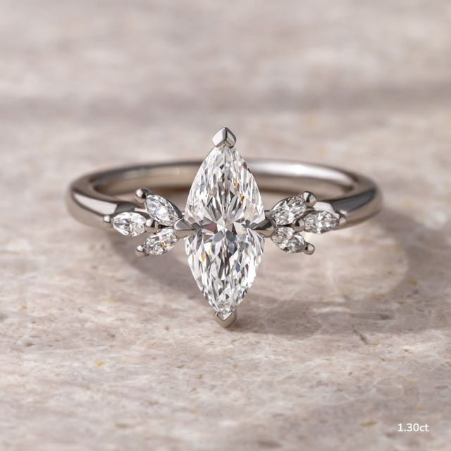 Adriana White Gold Flower Engagement Ring