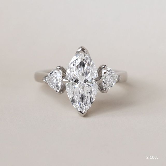 Platinum Trillion Cut Diamond Flower Ring