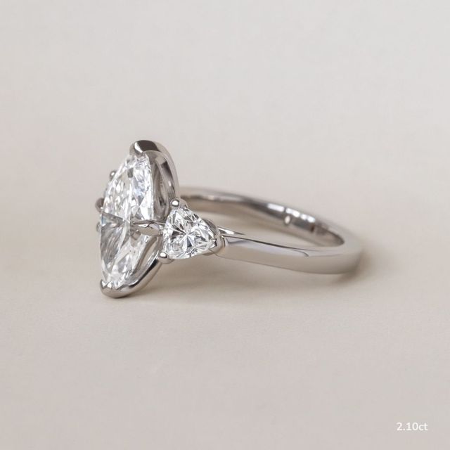Platinum Trillion Cut Diamond Flower Ring