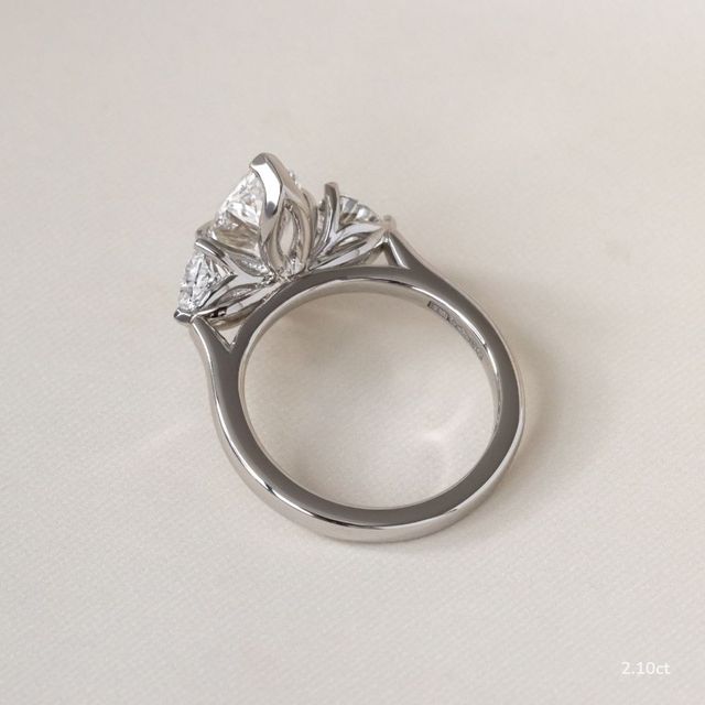 Platinum Trillion Cut Diamond Flower Ring