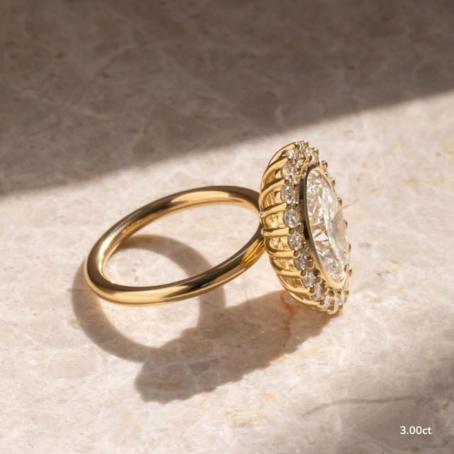 Aruna Yellow Gold Halo Engagement Ring