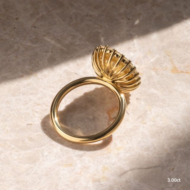 Aruna Yellow Gold Halo Engagement Ring