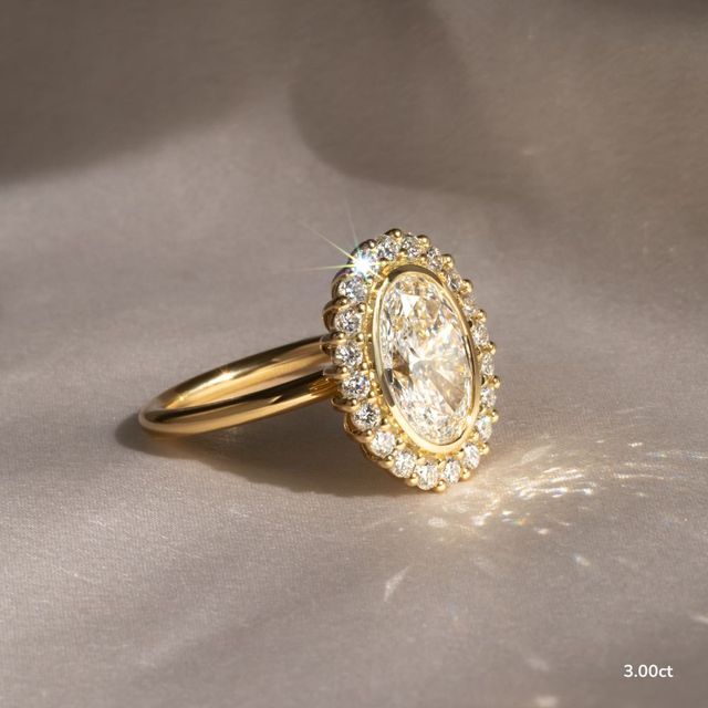 Aruna Yellow Gold Halo Engagement Ring