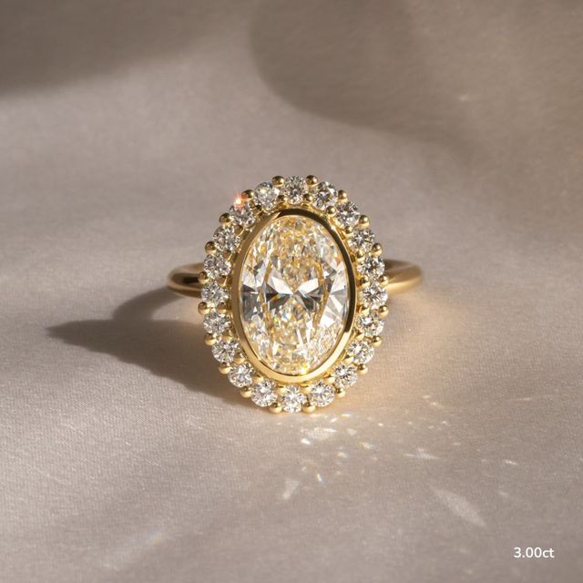 Aruna Yellow Gold Halo Engagement Ring