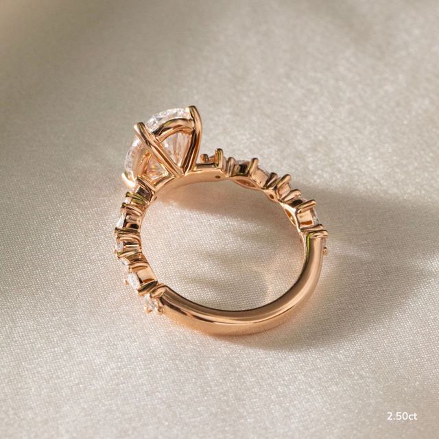 Laura Rose Gold Marquise And Round Diamond Band Engagement Ring