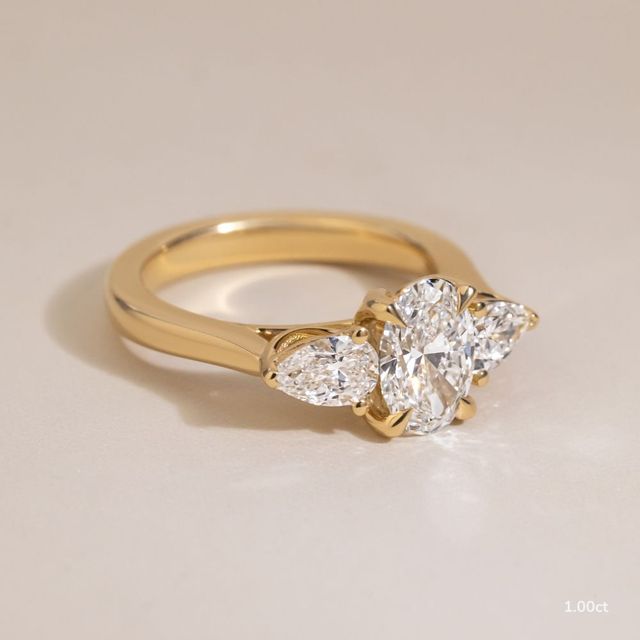 Yellow Gold Trillion Cut Diamond Flower Ring