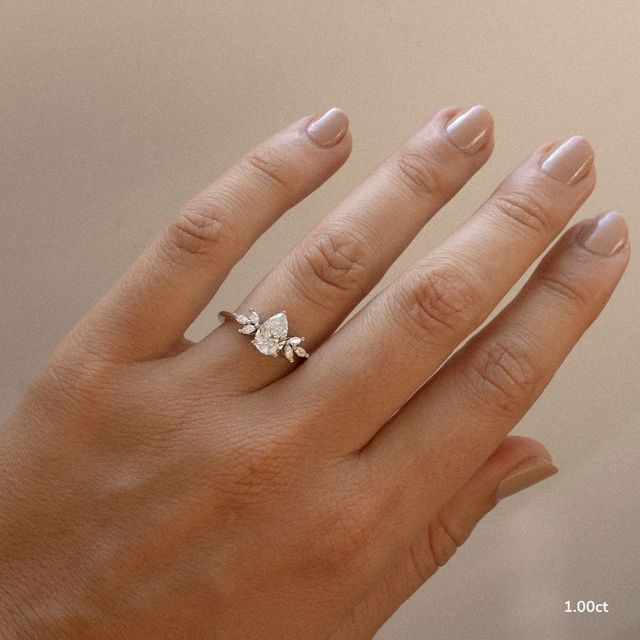 Adriana White Gold Flower Engagement Ring