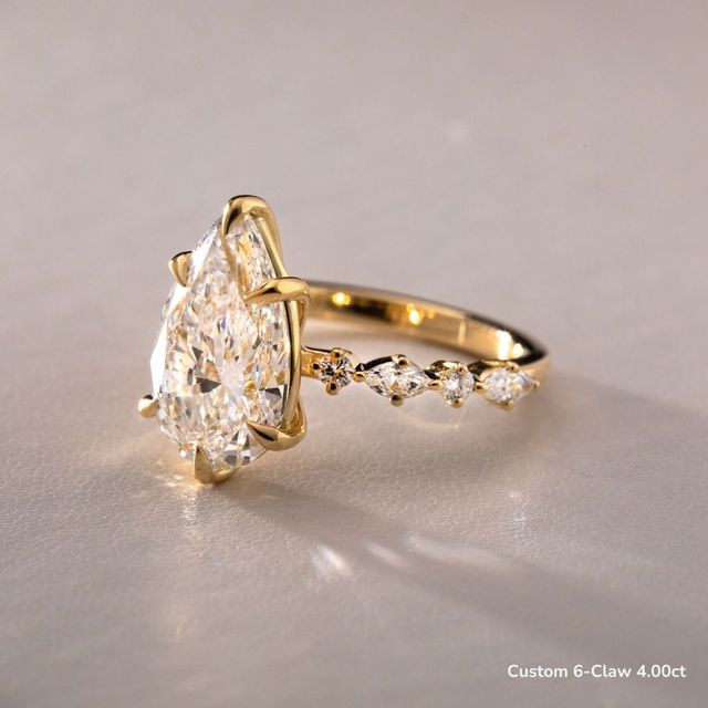 Laura Yellow Gold Marquise And Round Diamond Band Engagement Ring