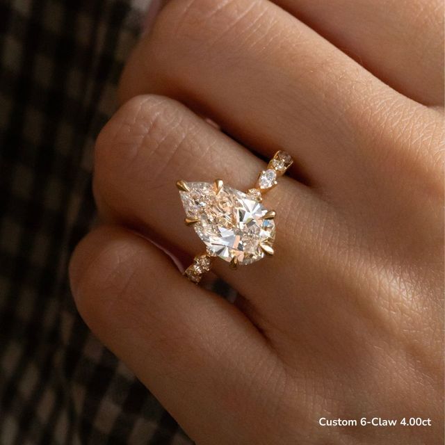 Laura Yellow Gold Marquise And Round Diamond Band Engagement Ring