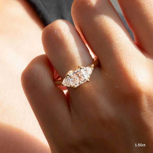 Yellow Gold Trillion Cut Diamond Flower Ring