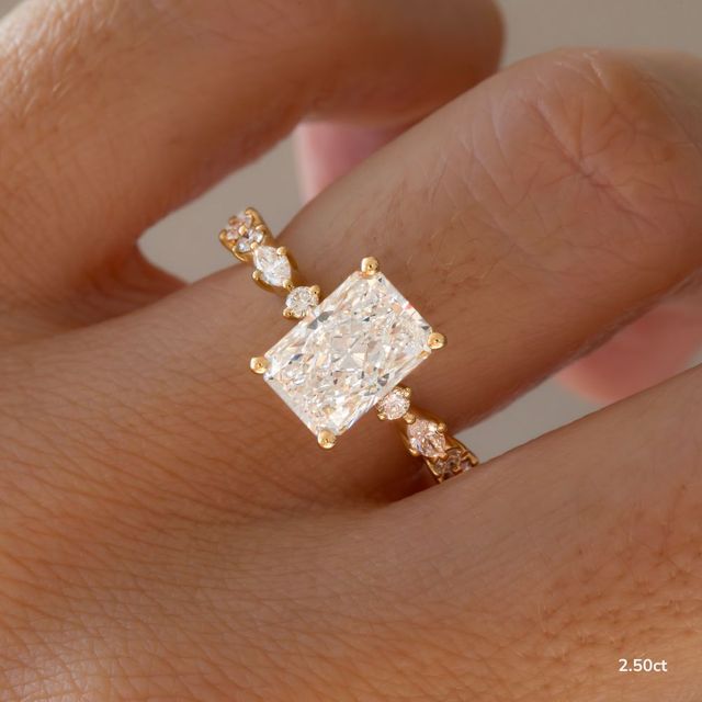 Laura Yellow Gold Marquise And Round Diamond Band Engagement Ring