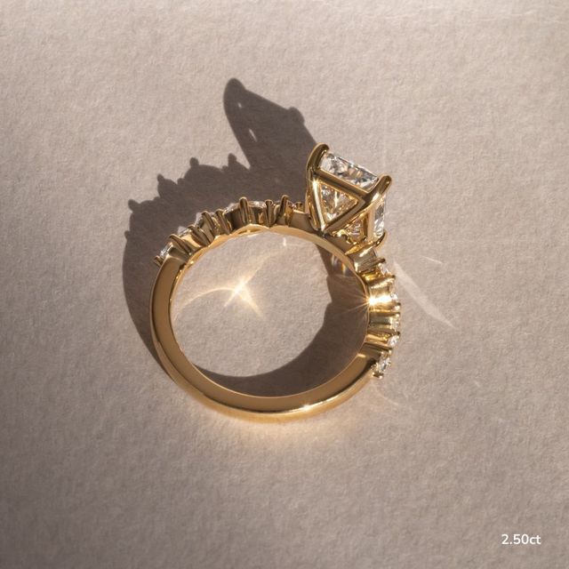 Laura Yellow Gold Marquise And Round Diamond Band Engagement Ring