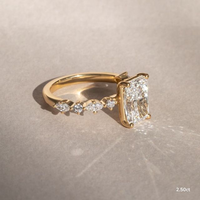 Laura Yellow Gold Marquise And Round Diamond Band Engagement Ring