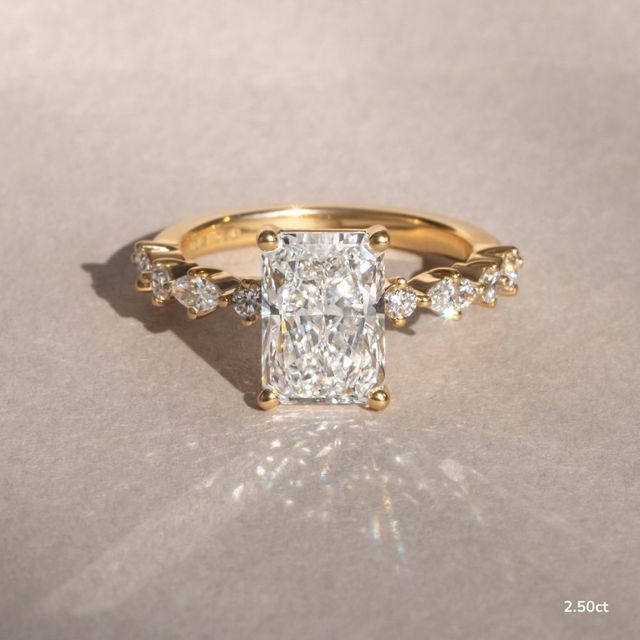 Laura Yellow Gold Marquise And Round Diamond Band Engagement Ring