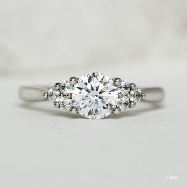 Isabella White Gold Flower Engagement Ring