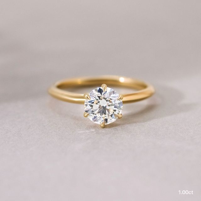 Lina Six Prong Yellow Gold Solitaire Engagement Ring