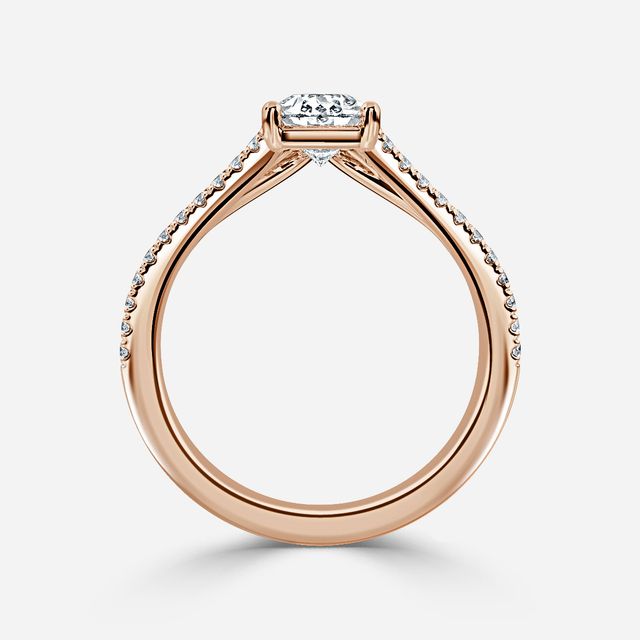 Naveya Split Shank Rose Gold Pavé Engagement Ring